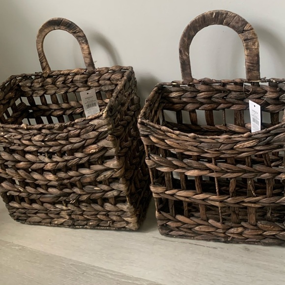 Mikasa set of 2 rattan woven straw hanging basket home decor storage organize - Picture 5 of 16